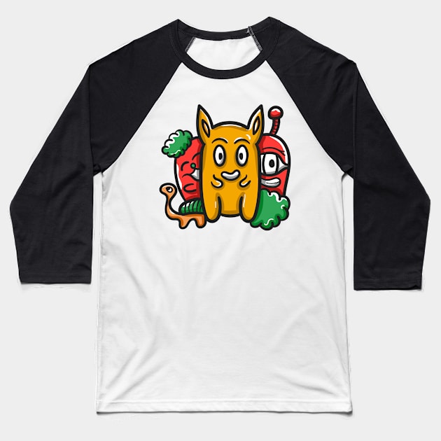 Monster Character Doodle Art Baseball T-Shirt by Dzulhan